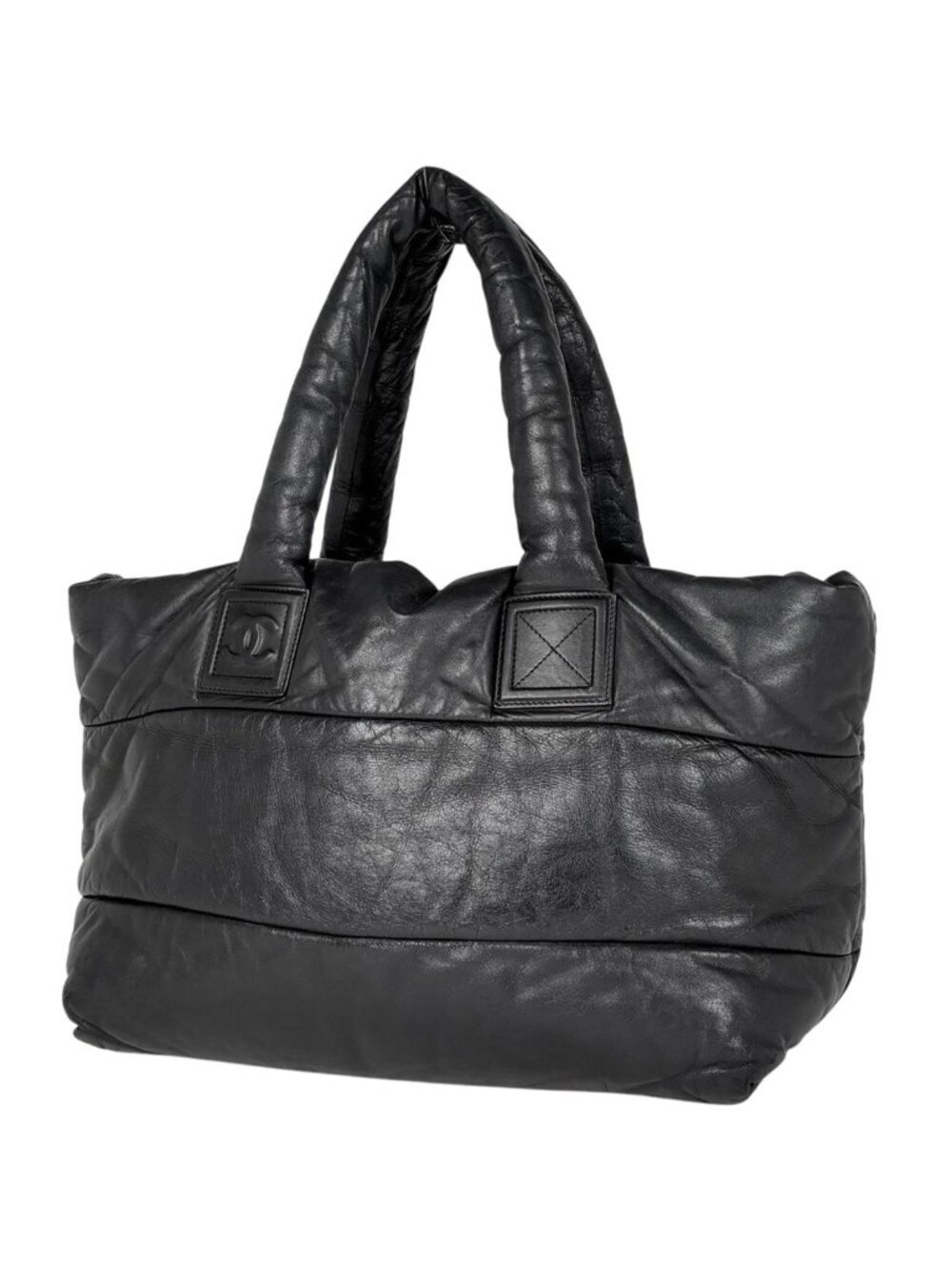 Chanel CC Logo Tote Leather Black